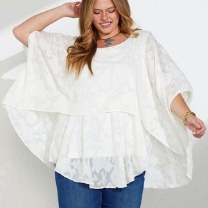 DG2 by Diane Gilman Jacquard Double Layer Top -  Size: Large  -  NWT